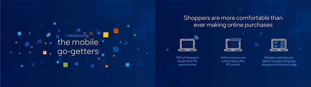 A couple slides showing mobile shopping information.