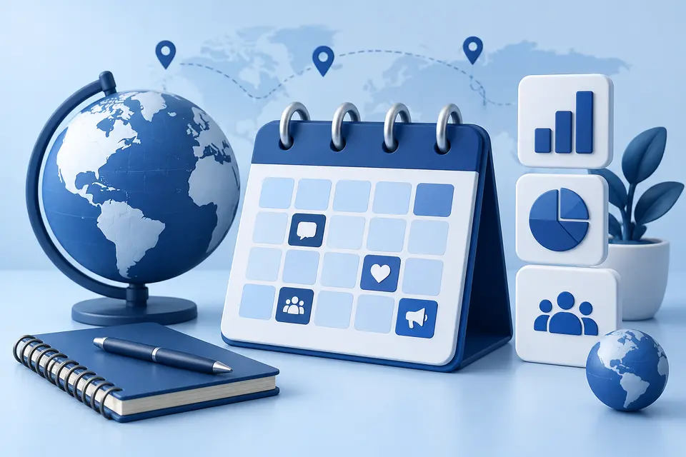 Campaign calendar and global planning illustration for SMM Budget Planning: Understand Rates, Quantities and Verified Payments