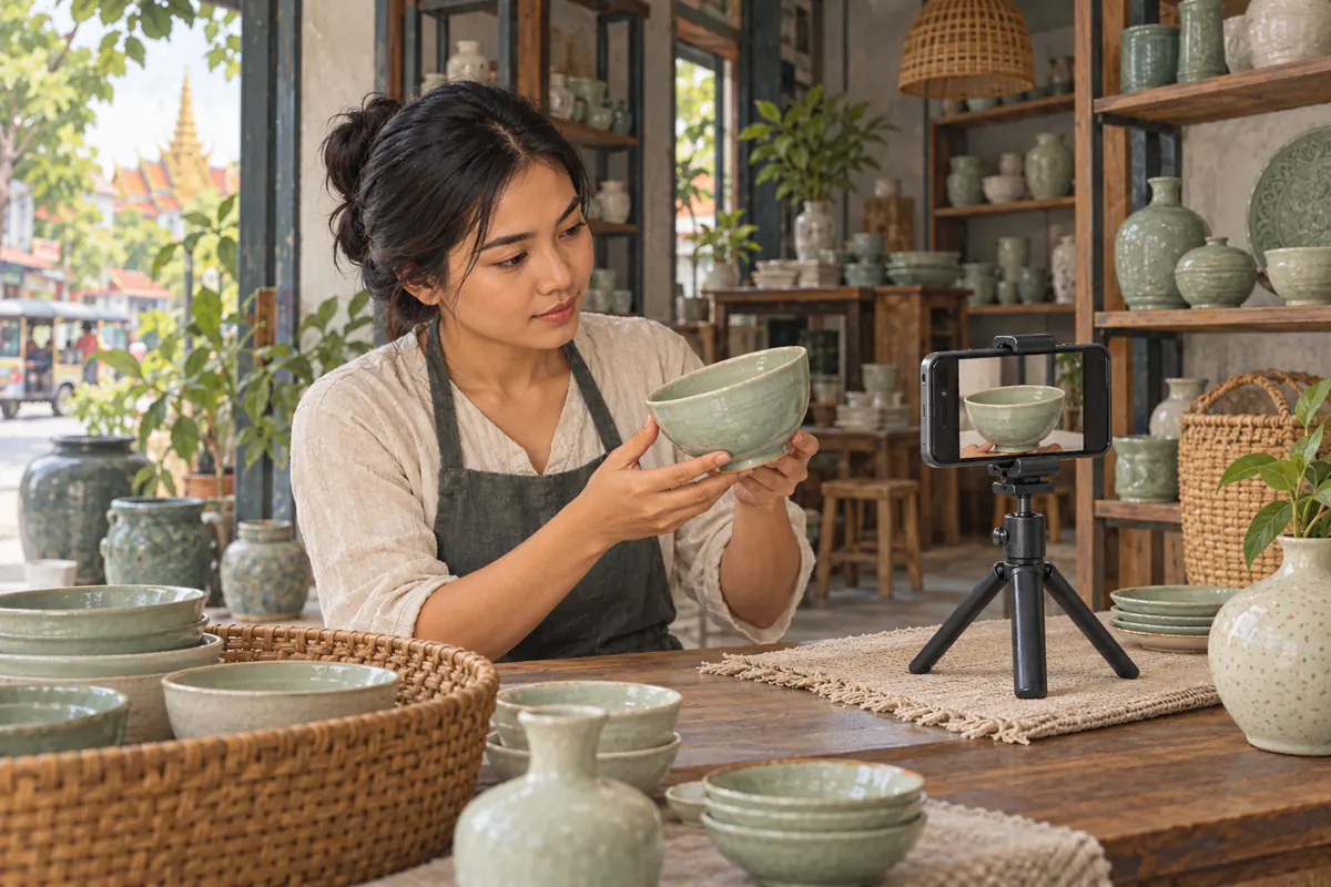 Real Glaze or Colour Filter? TikTok Video Checks for Cambodian Ceramic Shops