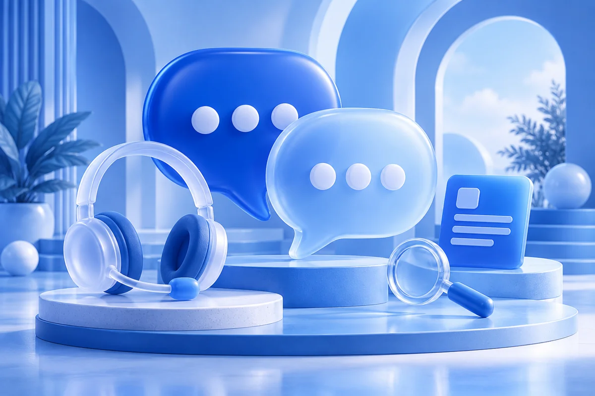 Blue support conversation illustration